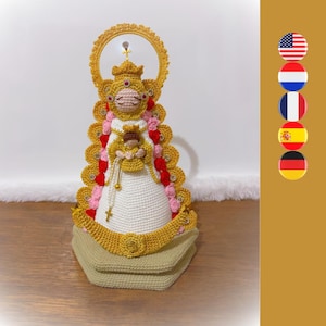 Patrón de crochet de Nuestra Señora del Rocio - Patrón de crochet de la Virgen María - Amigurumi madonna con niño - Santa María crochet - Crochet católico