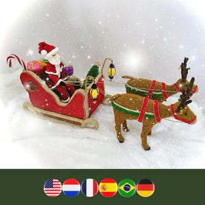 Crafty Christmas Sleigh crochet pattern - Santa crochet pattern - Amigurumi Santa pattern - Reindeer crochet pattern -Candy cane - Xmas Tree