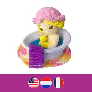 Lucy takes a bath crochet pattern - Lucy neemt een bad haakpatroon - Modèle de crochet Fille dans le bain