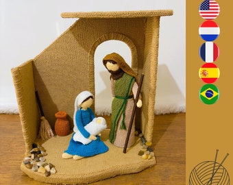 Sagrada Familia Nativity Set knitting pattern - Holy Family knitting pattern - Christmas amigurumi pattern - Nativity set with stable