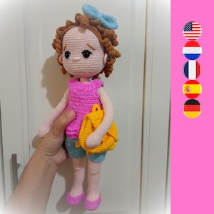 Padrão de crochê para a boneca Marie Louise - Padrão de crochê para boneca - Padrão de crochê para boneca de volta às aulas