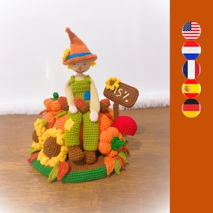 Bennie The Scarecrow crochet pattern - Autumn crochet pattern - Pumpkin crochet pattern - Amigurumi sunflower pattern - Fall crochet pattern
