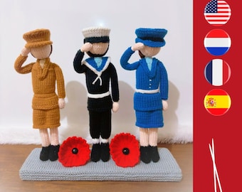 For our Guardian Ladies knitting pattern -Soldiers knitting pattern -Poppy knitting pattern -Knitted soldier - Knitted sailor -Knitted pilot