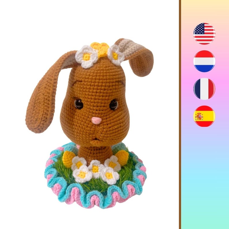Daisy The Easter Bunny crochet pattern Daisy de Paashaas haakpatroon Modèle crochet Lapin de Pâques Conejo de Pascua patrón ganchillo image 1
