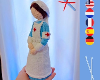 Nurse memorial knitting pattern - Amigurumi nurse - Knitted Nurse - World War nurse - Red Cross nurse - Easy nurse knitting pattern