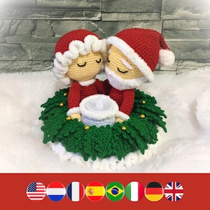 Mr & Mrs Claus Kerstkrans digitaal Kerst haakpatroon in Nederlands