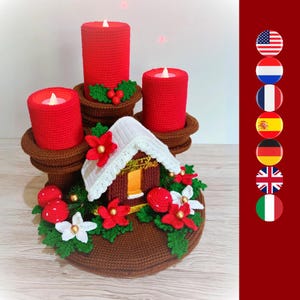 Velas navideñas de flor de Pascua - patrón digital de ganchillo