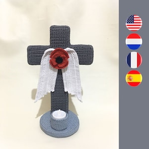 Guardian Cross crochet pattern - cross crochet pattern - wings crochet pattern - poppy crochet pattern - Memorial cross crochet pattern