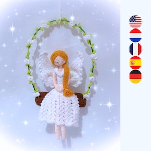 The Celeste Memorial Angel crochet pattern - Angel amigurumi pattern - Angel on swing crochet pattern - Amigurumi memorial angel -Easy angel