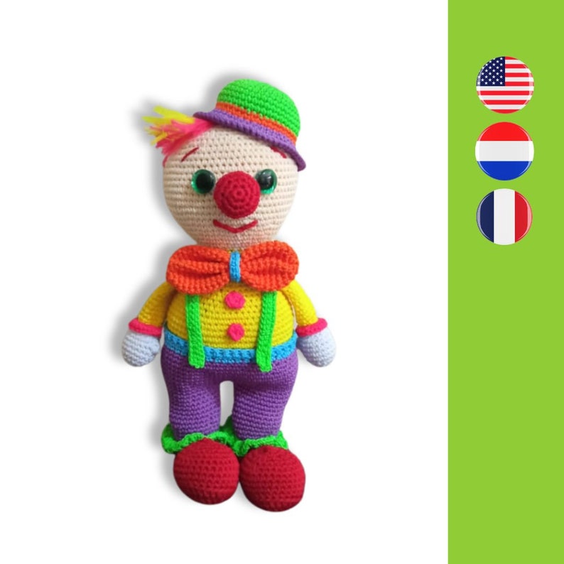 Charlie The Clown crochet pattern Clown haakpatroon Modèle de clown au crochet image 1