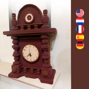 Grandma's Clock crochet pattern - Antique clock crochet pattern - Standing clock crochet pattern - Vintage clock crochet pattern