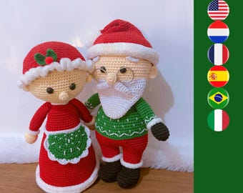 Patrón digital de ganchillo de Papá Noel para Navidad: Sr. y Sra. Claus