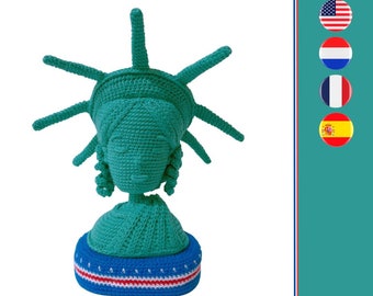 Lady Liberty crochet pattern - Vrijheidsbeeld haakpatroon - Modèle de crochet Statue Liberté - Patrón de ganchillo Estatua Libertad