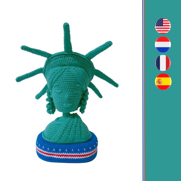 Lady Liberty crochet pattern - Vrijheidsbeeld haakpatroon - Modèle de crochet Statue Liberté - Patrón de ganchillo Estatua Libertad