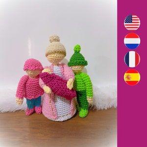 Grandma and grandkids crochet pattern - Grandmother crochet pattern - Kids crochet pattern - Family crochet pattern