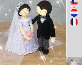 Sir & Lady Amour, bride and groom crochet pattern - Bruid en bruidegom haakpatroon - Modèle de crochet pour les mariés