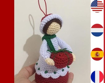 Christmas Lady crochet pattern - Kerst dame haakpatroon - Modèle de crochet de la Dame de Noël - Patrón de ganchillo de Dama de Navidad