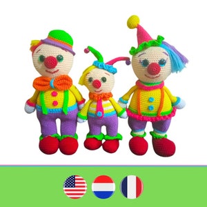 The Clown Trio clowns crochet pattern - Clown haakpatroon - Modèle de crochet pour des clowns