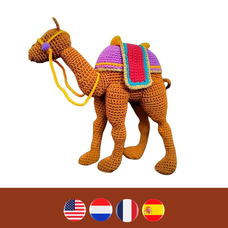 Nativity Camel crochet pattern kerststal kameel haakpatroon Patrón ganchillo Camello para belén Modèle crochet Chameau de la Nativité image 1