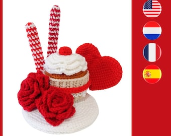 Be My Valentine cupcake crochet pattern - Valentijns cupcake haakpatroon - Modèle de crochet Valentin - Patrón de ganchillo Valentín