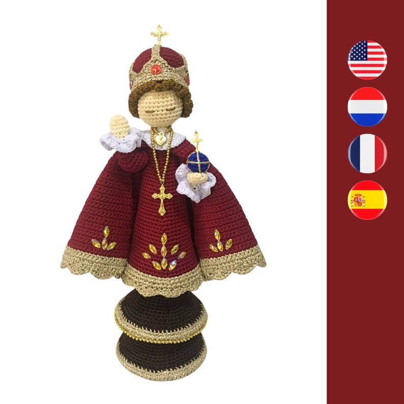 Infant Jesus of Prague crochet pattern Kindje Jezus van Praag haakpatroon Patrón de ganchillo del Niño Jesús de Praga image 1