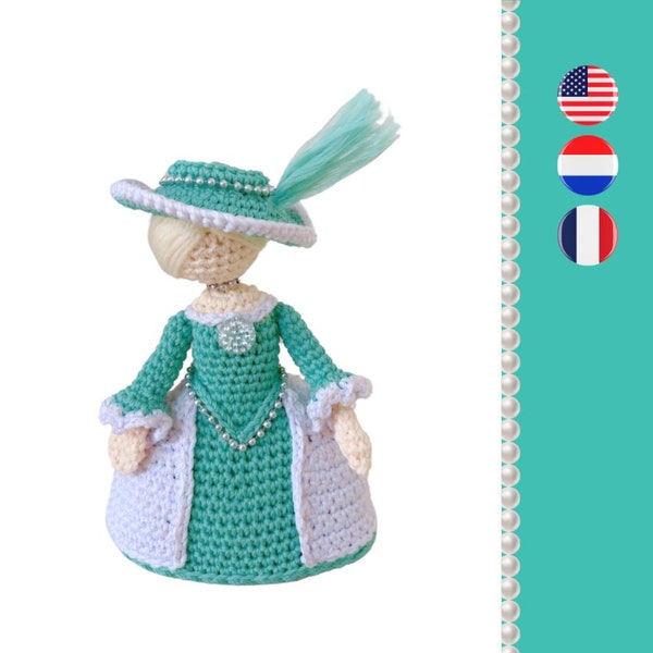 Lady Georgiana, Georgian Lady crochet pattern - Georgische dame haakpatroon - Modèle de crochet Dame géorgienne