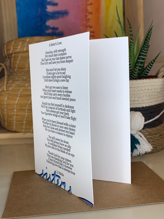 Greeting Card A Sisters Love Poem By Lj Maila Blank Etsy Finland