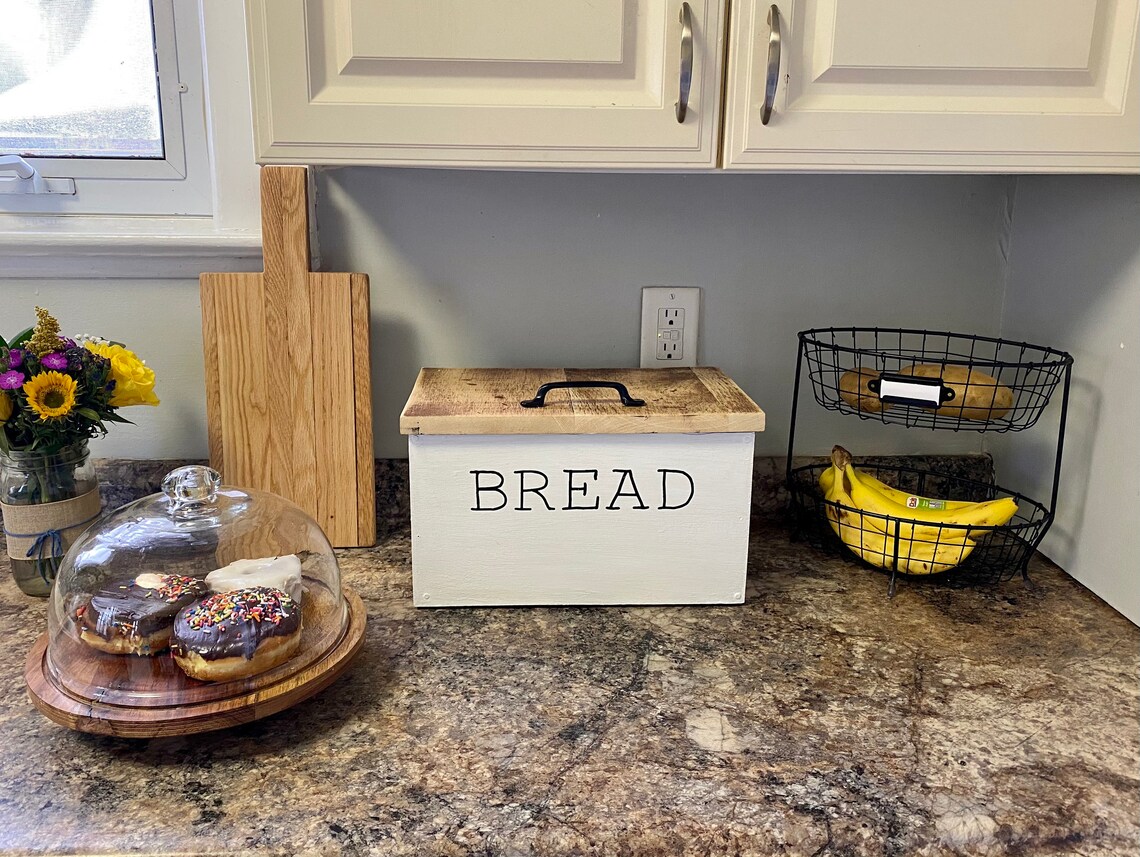 Custom Made Wood Bread Box. Farmhouse Bread Box. Kitchen Etsy