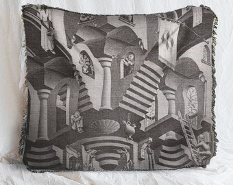 MC Escher | Woven Art Blanket Tapestry |Woven Blankets Cozy Cotton Throw | Living Room Bedroom | Famous Painters | Housewarming gift