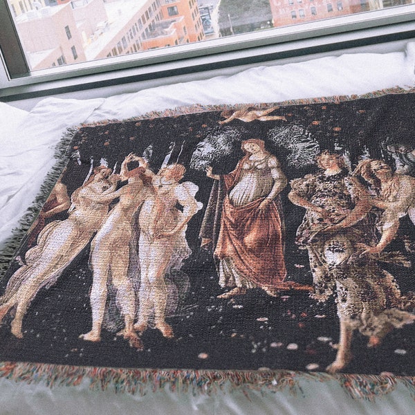 Woven Art Blanket Tapestry | La Primavera By Sandro Boticelli | Cozy Cotton Throw | Classic Art Aesthetic | Living Room Decor | Artist