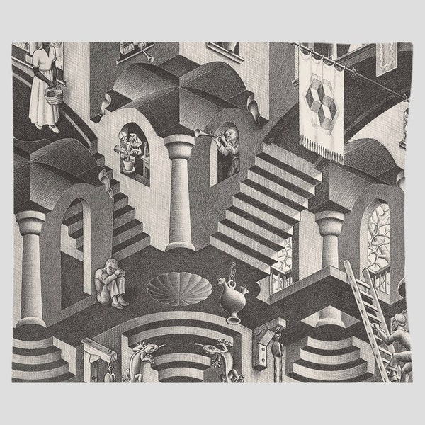 M. C. Escher Microfiber Tapestry/Backdrop | Wall Art | Classic Art Decor | Dark Academia | Dorm Tapestry