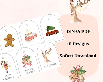 Christmas Gift Tags PDF Download | Printable Christmas Gift Tags | DIY Printable Gift Tags