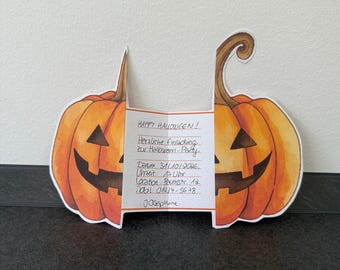 Invitation d'Halloween à imprimer | Invitation citrouille dépliable | Invitation pour une fête | PDF imprimable aux formats A4 et Lettre US