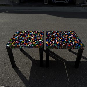 Colorful Chrome inspired side Tables – Handmade Resin Art Table – Functional Art Furniture – Modern Statement Piece