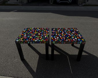 Colorful Chrome inspired side Tables – Handmade Resin Art Table – Functional Art Furniture – Modern Statement Piece