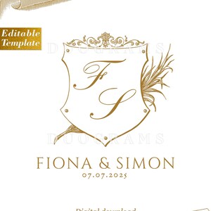Editable Wedding Crest Logo  | Wedding Monogram Logo Design | DIY Logo | Editable Template | Try Before Purchase