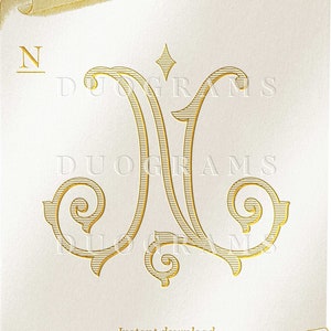 Diseño de logotipo de boda con monograma floral de una sola letra inicial N en SVG, PNG y PDF Descarga digital con coronas de regalo incluidas