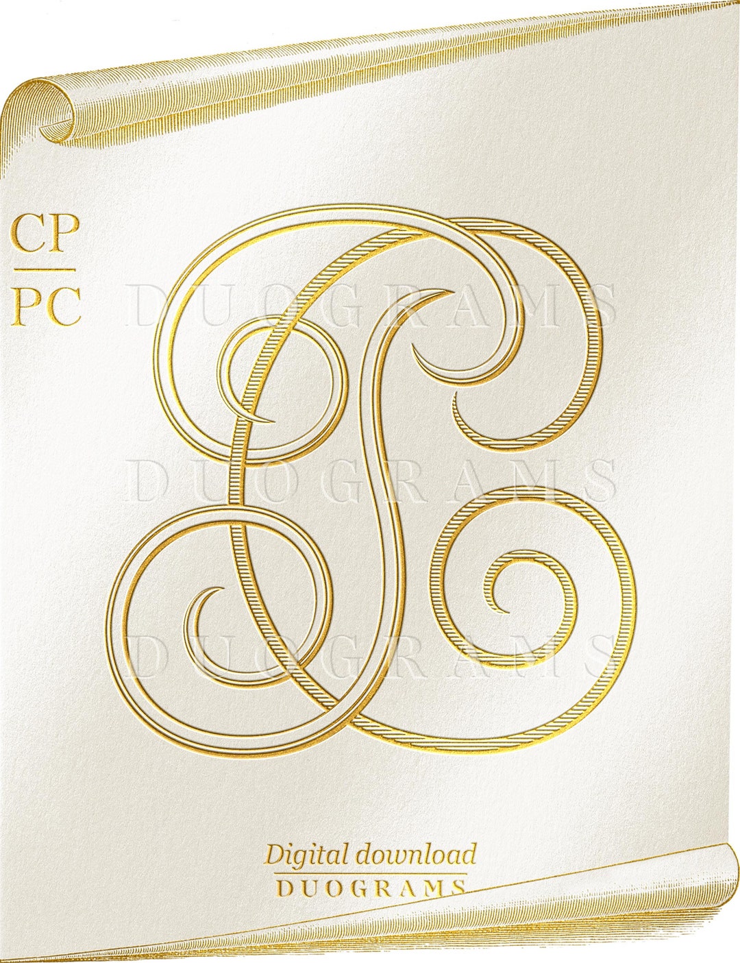 Buy Wedding Monogram Logo Design CP PC Monogram Wreath SVG Digital ...