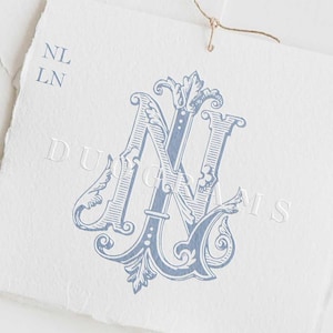 Diseño de logotipo de monograma de boda vintage LN NL SVG Monograma de 2 letras L N Descarga digital + 2 coronas gratis