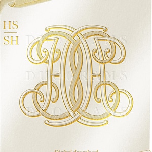 Wedding Monogram - HS - SH - Digital - Interlocking Monogram - Vintage Monogram - SVG