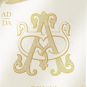 Monograma vintage - AD - DA - Digital - Monograma de boda - SVG