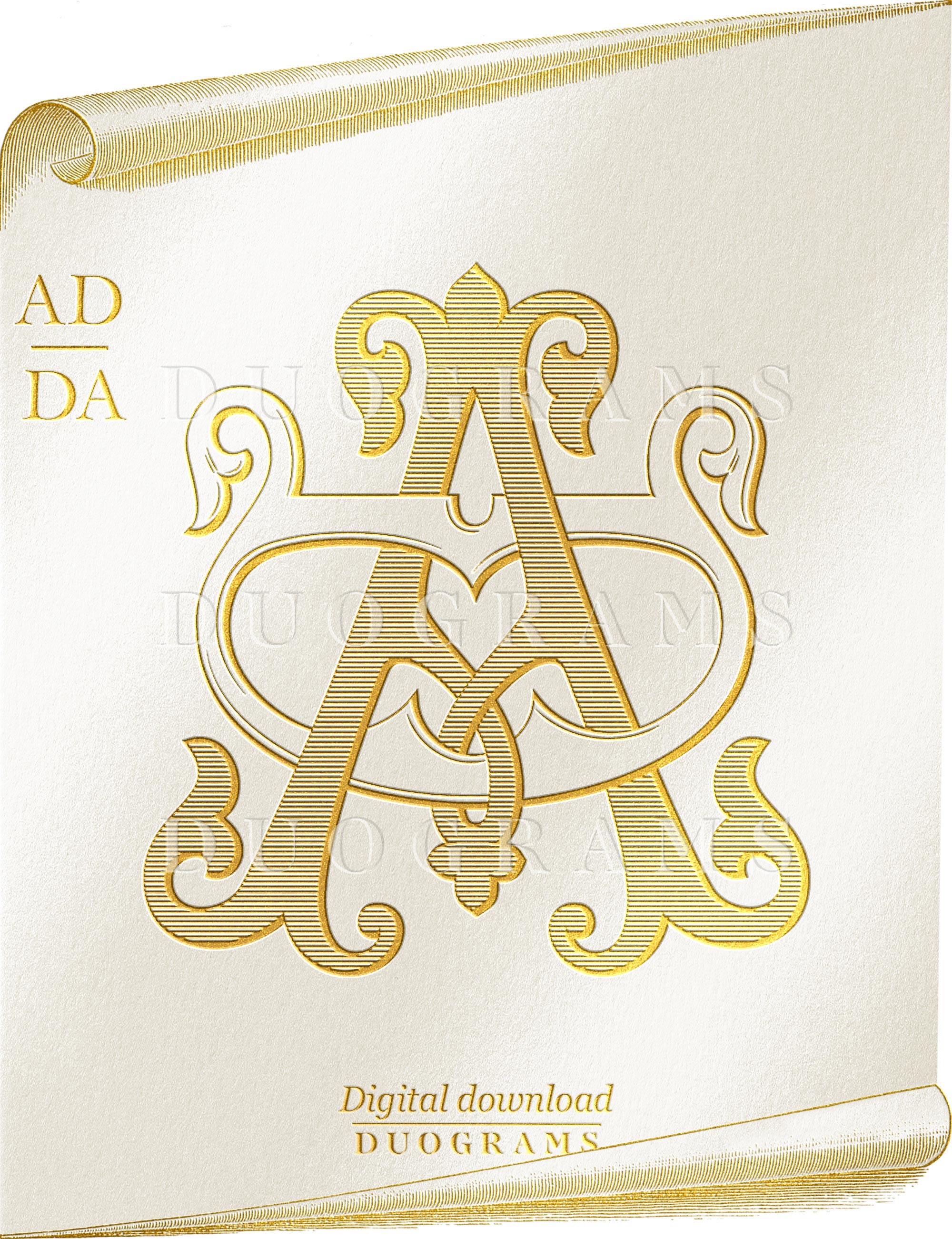 Vintage Monogram - AD - DA - Digital - Wedding Monogram - SVG - Etsy