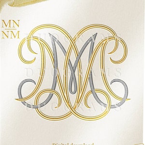 MN NM Wedding Monogram Logo Design M N Two Letter Monogram Initials N M Digital Download + 2 Free Wreath SVG