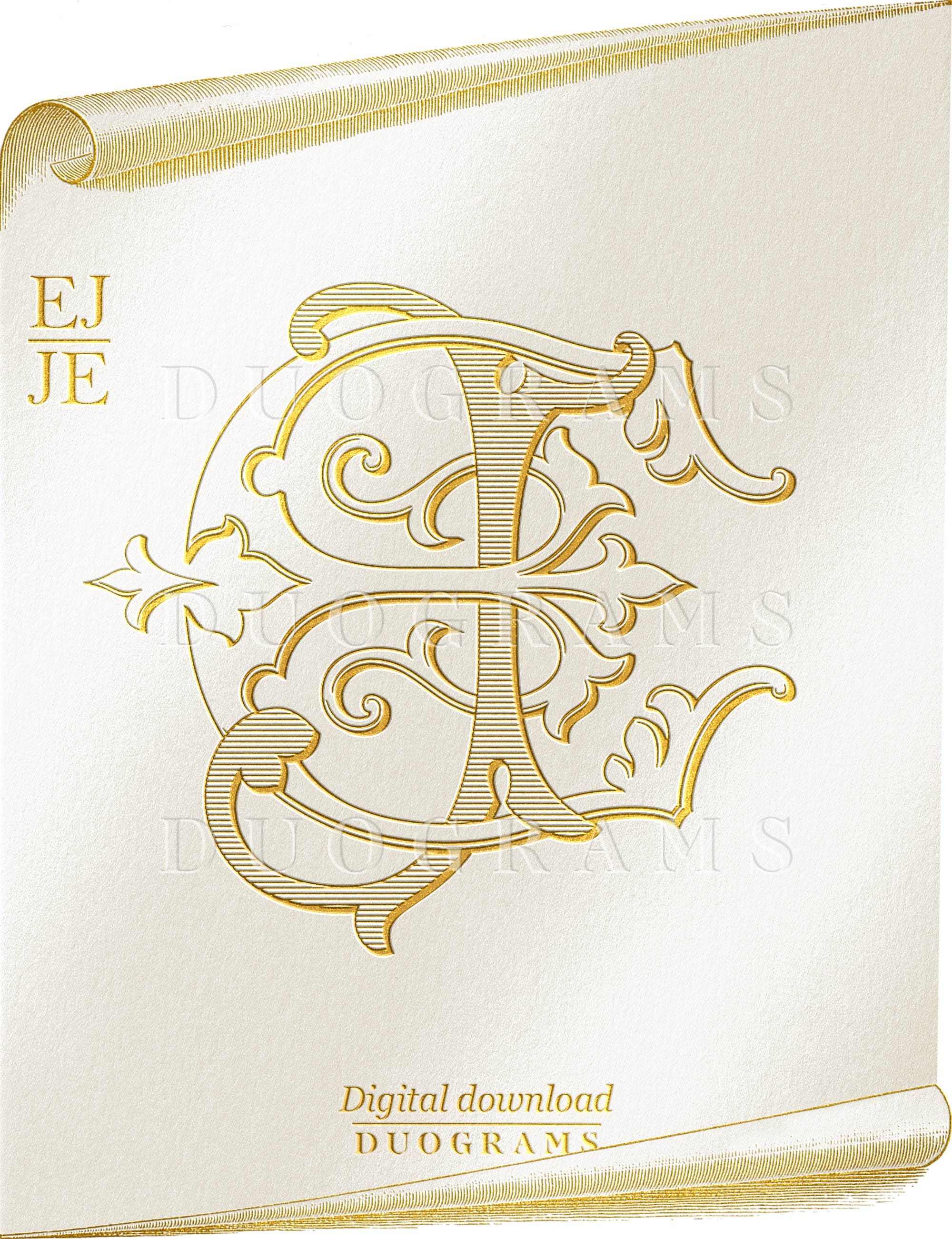 EJ JE Vintage Monogram Logo Design SVG Digital Download E J + 2 Free ...