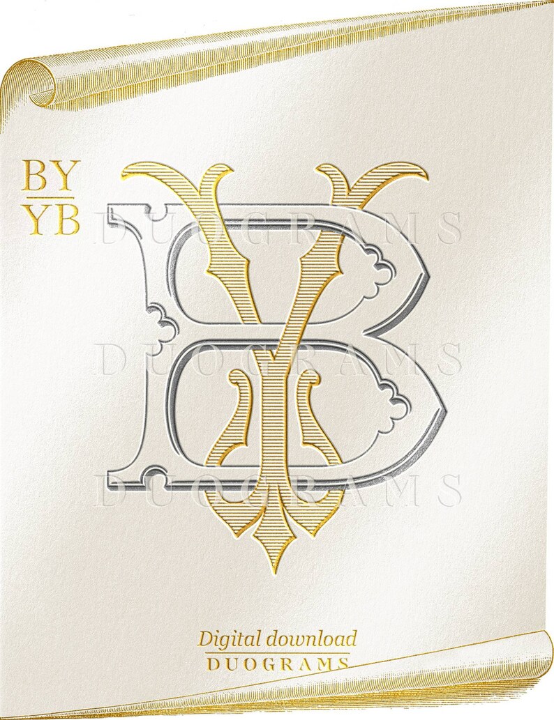 Vintage Monogram Logo Design BY YB Digital Download B Y + 2 Free ...