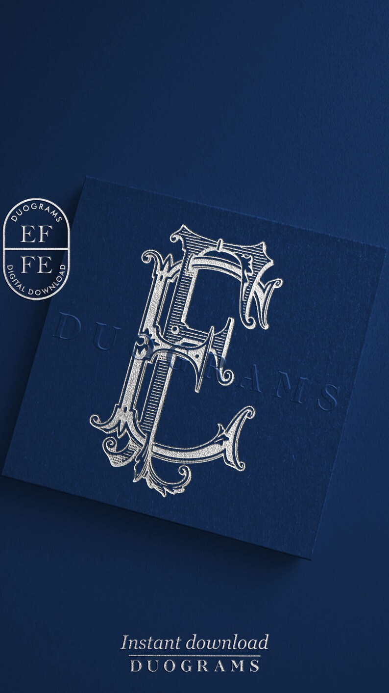 Wedding Monogram Logo EF or FE Duogram E F Vintage Monogram Design SVG ...