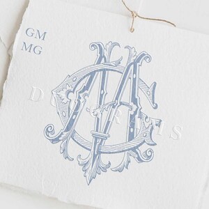 Diseño de logotipo de monograma vintage entrelazado GM o MG de dos letras (inicial de boda GM, SVG y PNG) Descarga instantánea