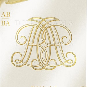 Diseño de logotipo de monograma de boda AB BA Monograma Corona SVG Descarga digital