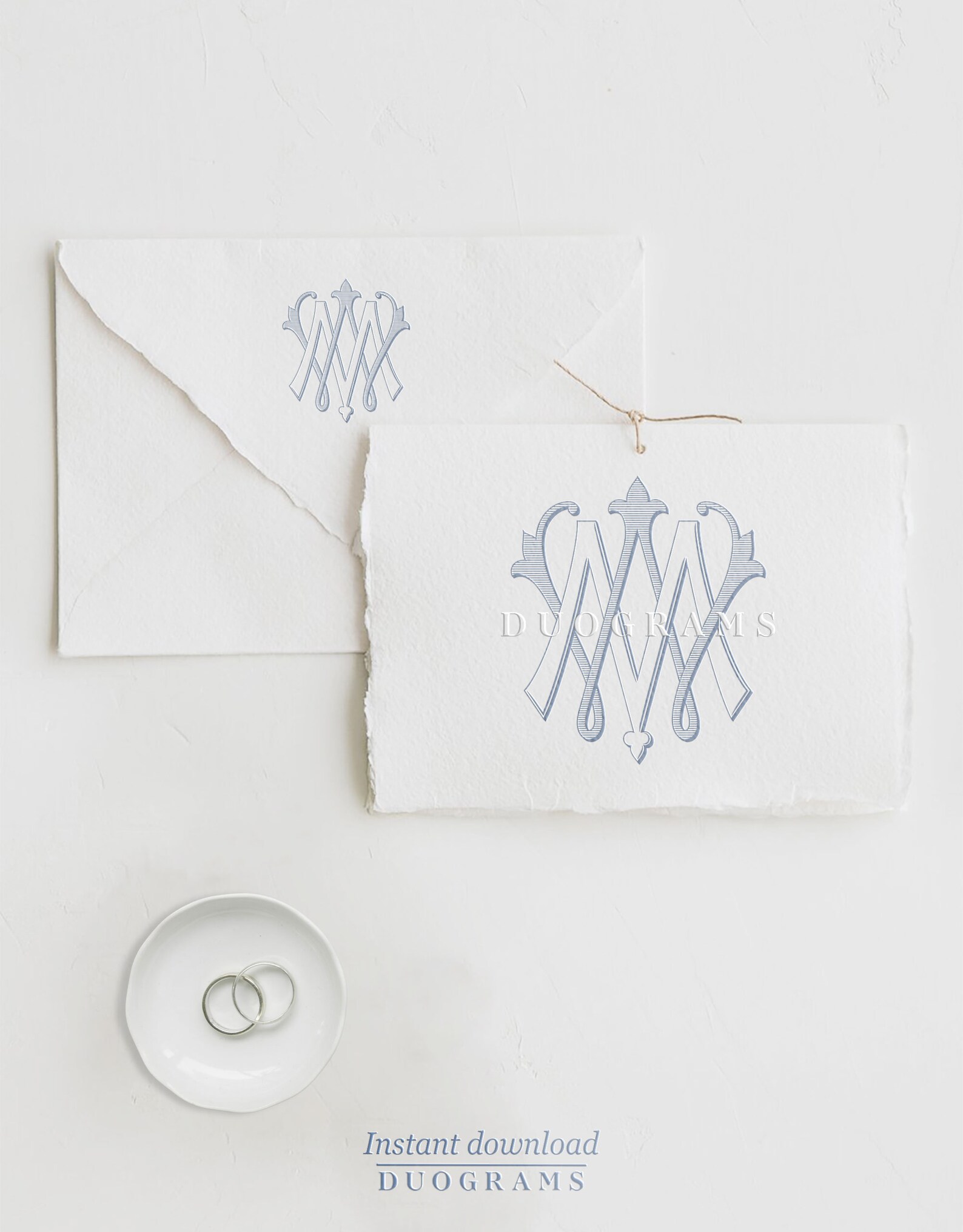2-letter Wedding Monogram Logo MW or WM Interlocking Monogram Design M ...