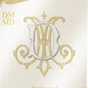 Vintage Wedding Monogram Logo MD DM Duogram M D Intertwined Monogram - Digital Download D M
